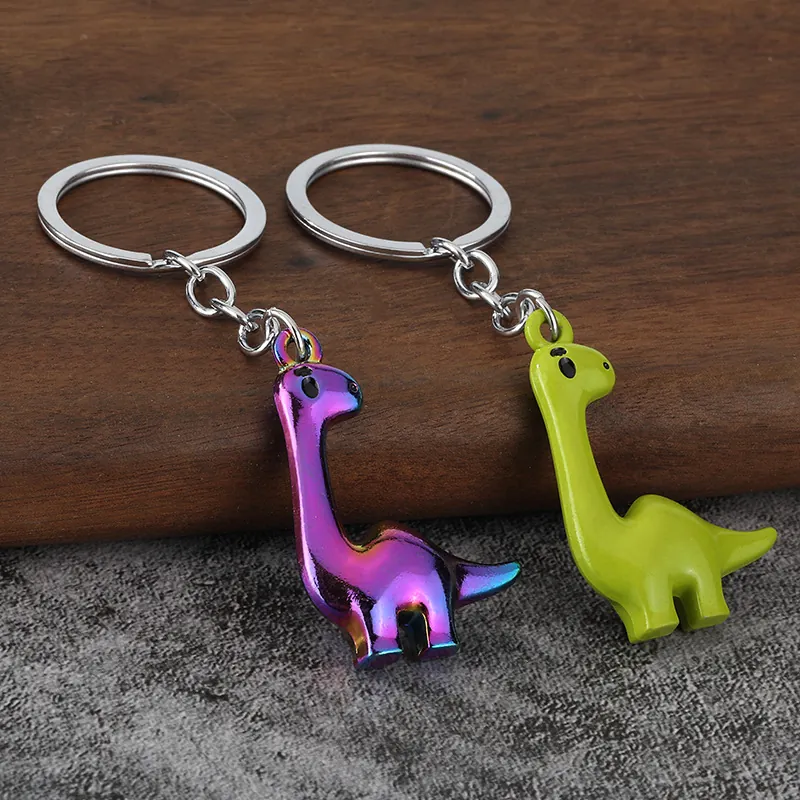 Porte-Clés Dinosaure Dessin Animé Alliage Zinc 3D Brachiosaurus Pendentif Sac Coloré Mignon Animal Pour Sac À Dos