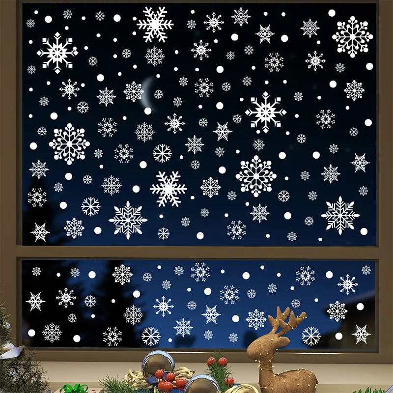 Weihnachtsfensterbilder Weiße Schneeflocke Fensteraufkleber Statische PVC Beidseitig Wasserdicht Wiederverwendbar Dekoration