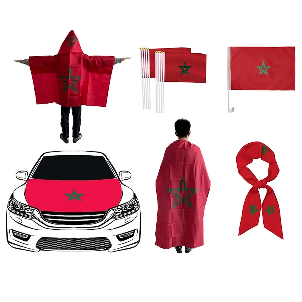 Morocco National Flag Fan Supplies Polyester Banner Cloak Car Flag For Football Match Celebration World Cup Fans
