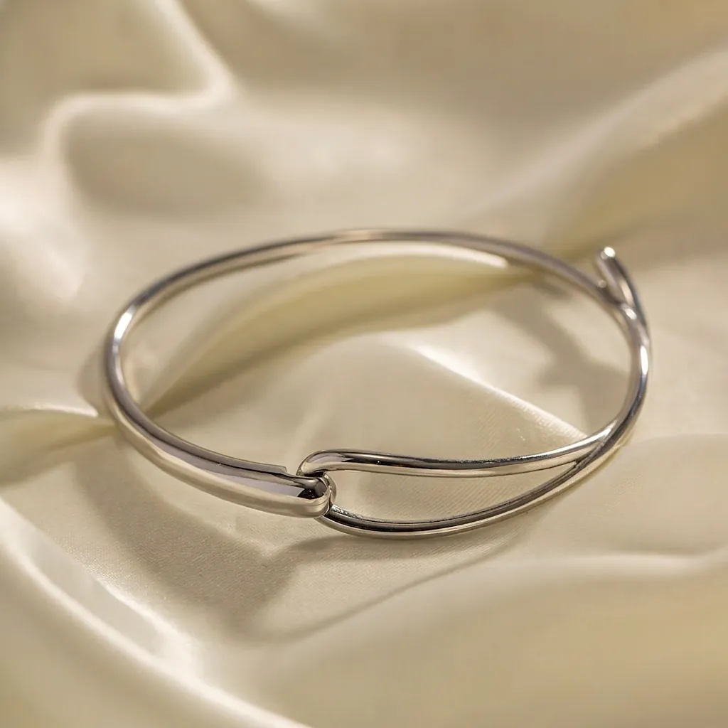 Bracelet Jonc Minimaliste en Acier Inoxydable pour Femmes Moderne Bracelet Circulaire Ouvert Poli Bijoux de Mode Style INS