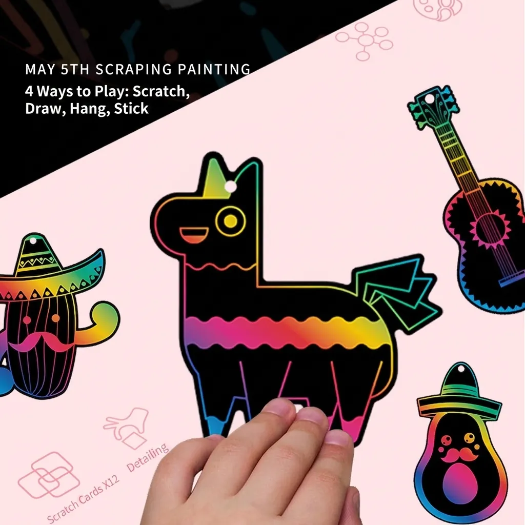 Kinder Regenboog Krasart Set DIY Creatief Tekenpapier Feest Partij Ambacht Kits Voor Kinderen