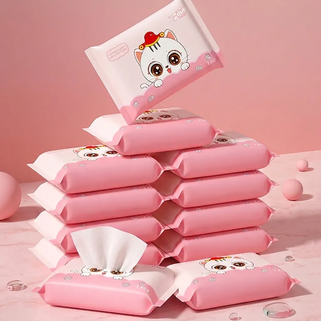 Baby Wet Wipes Portable RO Pure Water Hand And Mouth Cleaning Disposable Non-Woven Soft Care Cartoon Travel Friendly