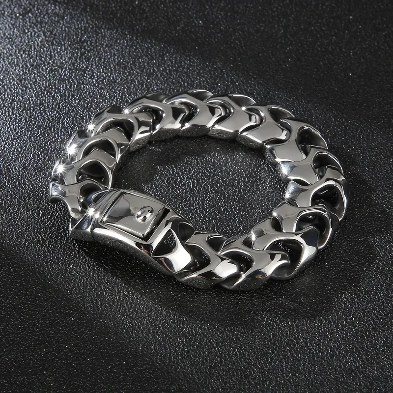 Bracciale da Uomo Punk in Acciaio Inossidabile a Catena a Osso di Drago Braccialetto in Acciaio al Titanio alla Moda per Uomo Gioielli