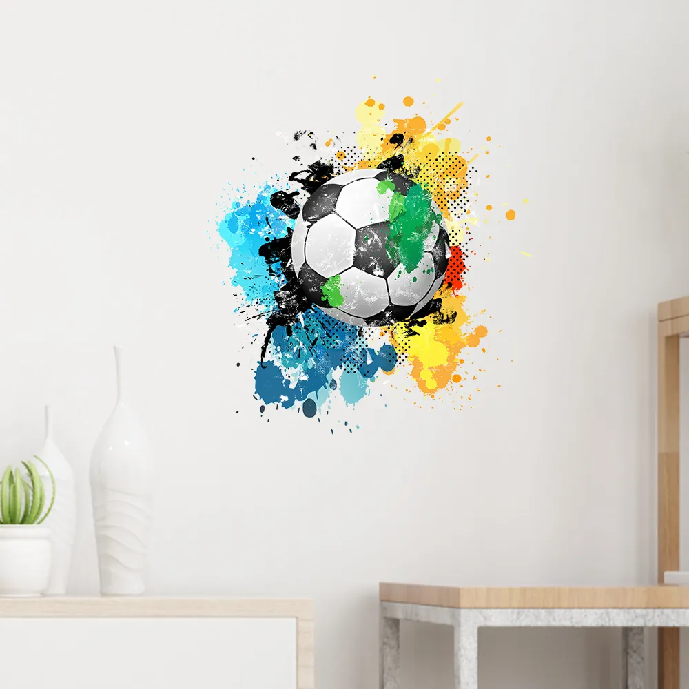 Adesivo Murale Calcio PVC Rimovibile Impermeabile Arte Creativa Spruzzi Colorati Effetto 3D Decorazione Per Casa Camera