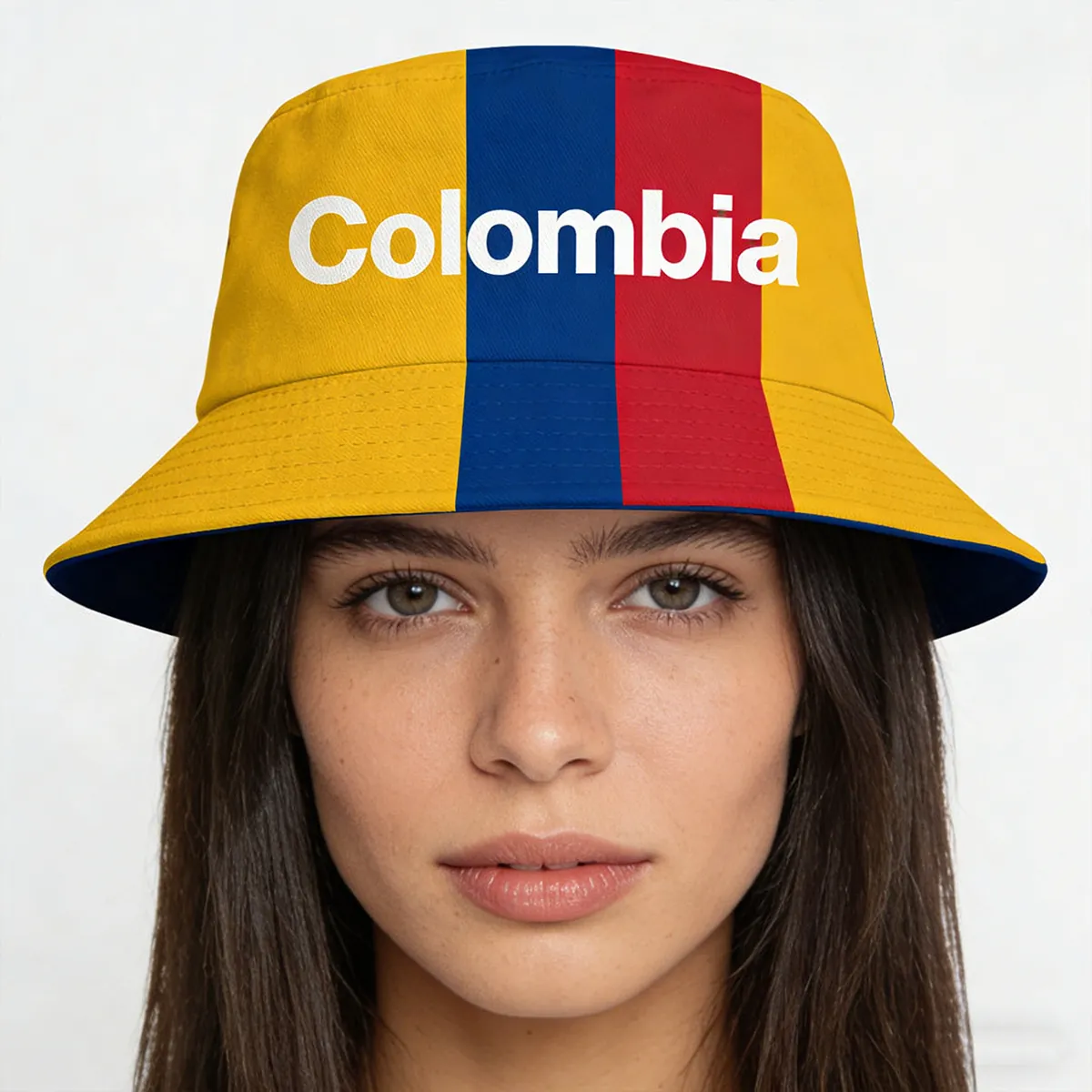 Bucket Hat Colombia Flag Colors Yellow Blue Red Polyester Foldable Sun Protection Casual Fisherman Cap For Men Women