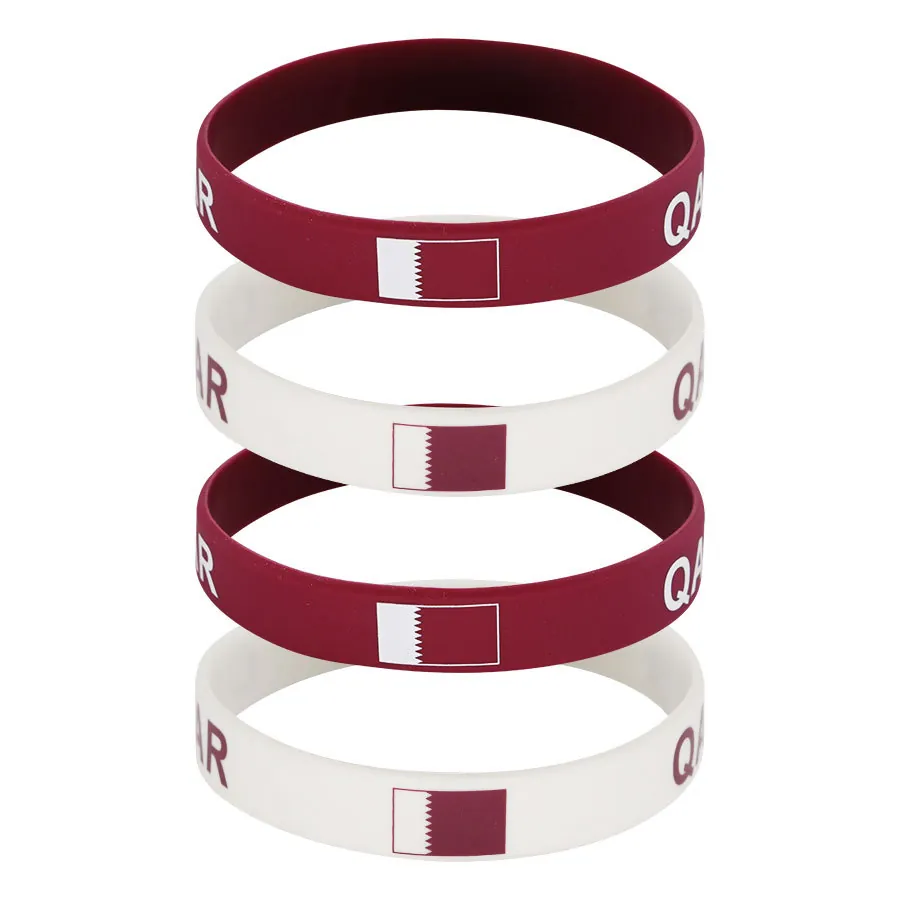 Qatar Flag Silicone Wristband Sport Bracelet Supporter Handband Souvenir Accessory For Fans Sporty Style Unisex