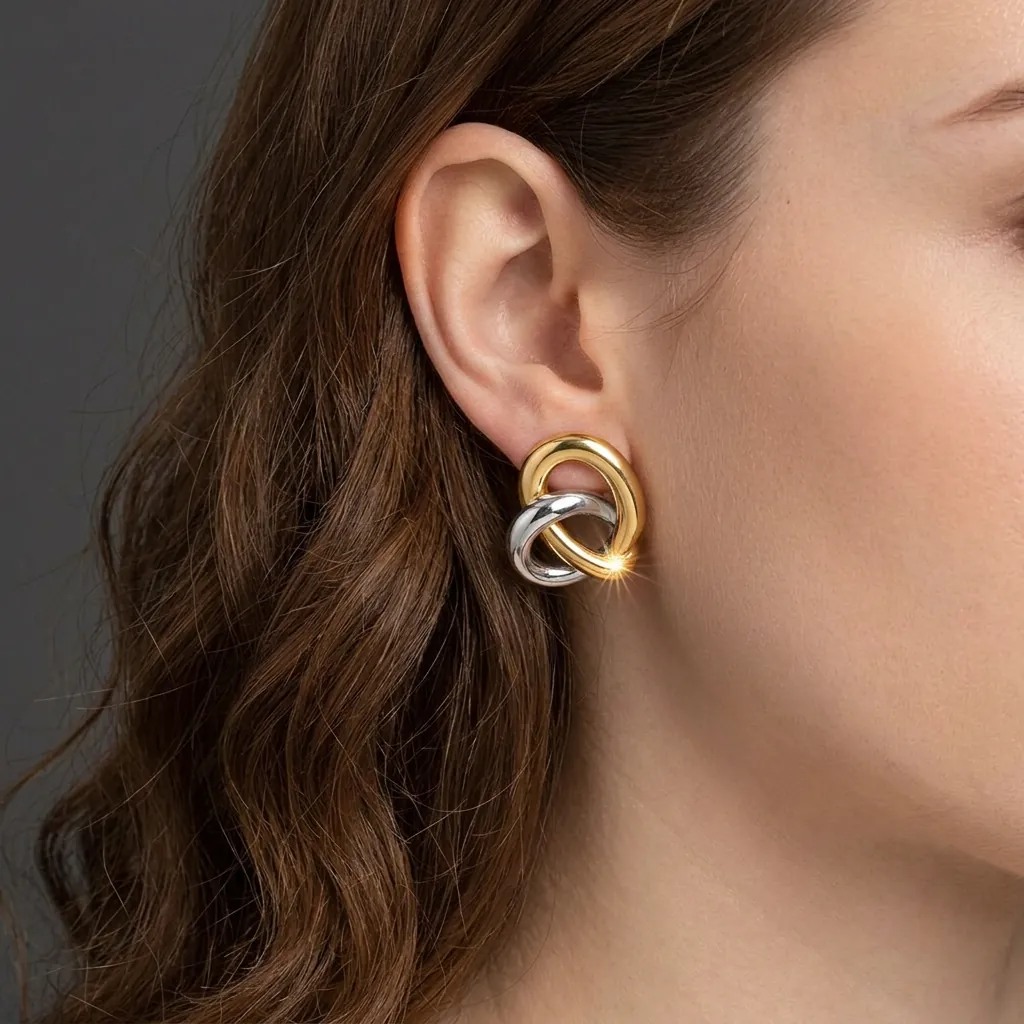 Herz Knoten Stecker Ohrringe Edelstahl Wasserdicht Hypoallergen Geometrisch Gemischte Farbe Mode Schmuck Für Damen