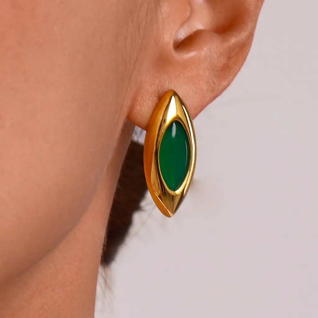 Marquise Ohrringe Aus Edelstahl Vintage Vergoldet Mit Stein Wasserdicht Hypoallergen Schmuck Für Damen