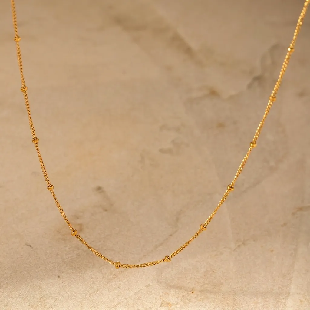 Collier Chaîne Satellite Minimaliste Étanche Plaqué Or Acier Inoxydable Bijoux Pour Femmes