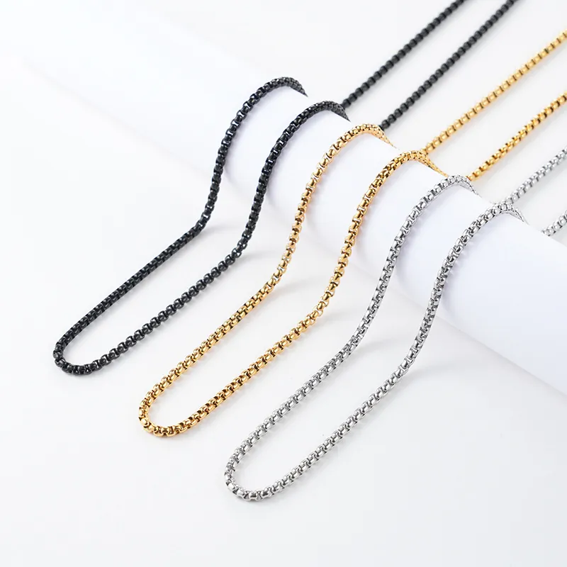 Collana a Catena Box Minimalista in Acciaio al Titanio Maglie Quadrate Acciaio Inossidabile 316L Collana per Uomo Donna Unisex Accessorio Gioielli