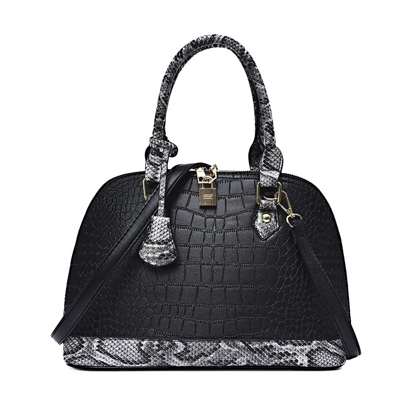 Sac À Main Shell Femme Motif Crocodile Cuir PU Patchwork Imprimé Serpent Grande Capacité Sac Bandoulière