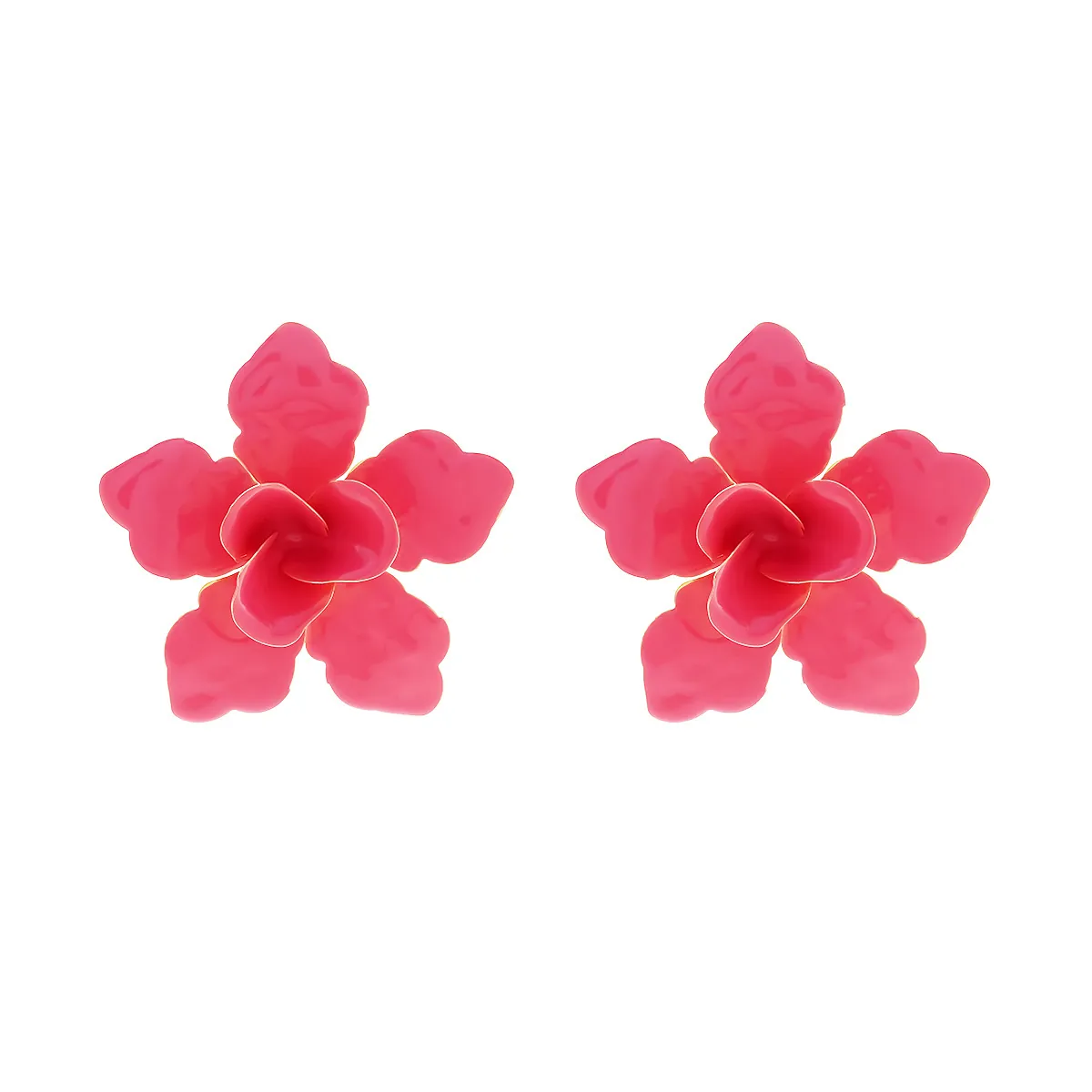 Grandes Boucles D'Oreilles À Fleurs Alliage Émail Superposé Floral Bohème Vacances Bijoux Femmes Avec Tige En Acier Inoxydable