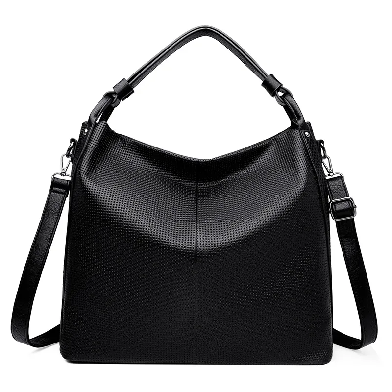 Borsa a Tracolla in Pelle PU Perforata da Donna Grande Capacità Borsa a Mano Hobo Minimalista Con Tracolla Regolabile Per Lavoro