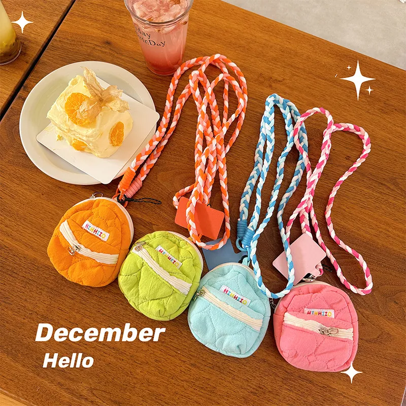 Mini Zaino Forma Portamonete Trapuntato Motivo Cuore Custodia Auricolari Con Cordino Dolce Colore Caramella Ciondolo Borsa