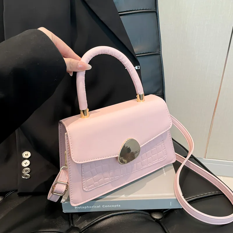 Sac À Main Élégant En Cuir PU Pour Femmes Motif Crocodile Petit Sac Bandoulière Carré Avec Poignée Et Bandoulière Réglable