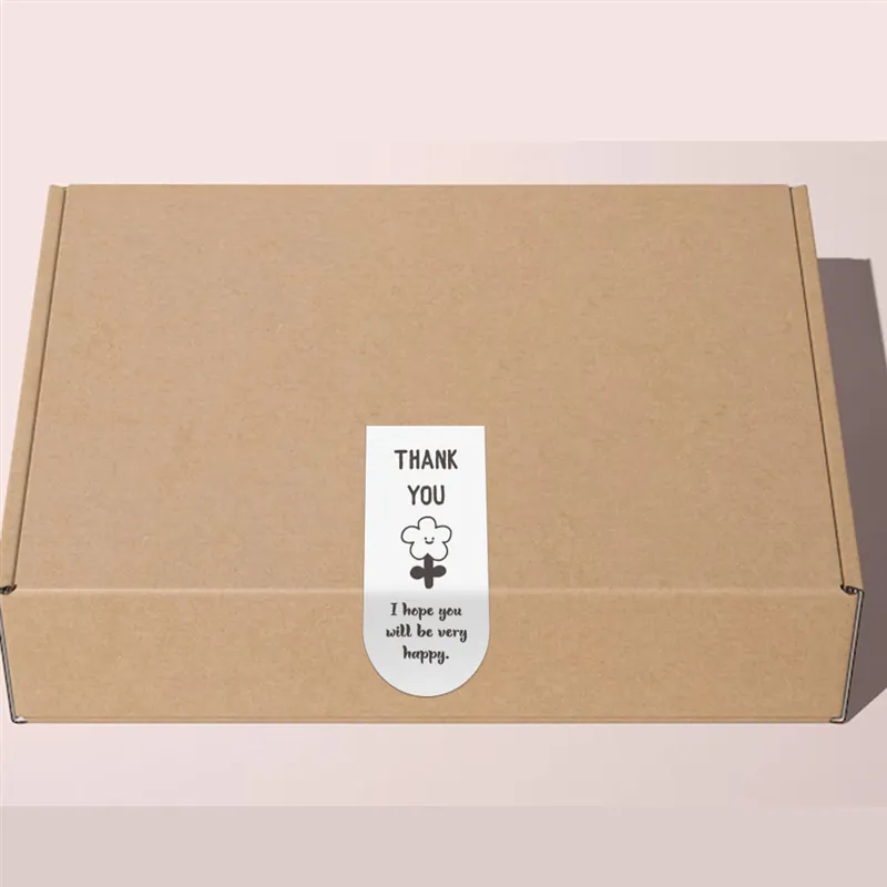 Weather Themed Thank You Sealing Stickers Minimalist Rectangular Adhesive Labels For Gift Box Packaging Decor