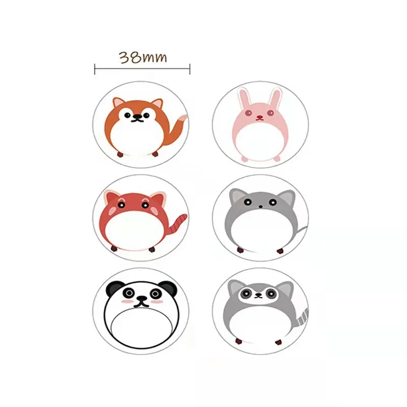 Cartoon Animal Round Self Adhesive Label Stickers For Scrapbooking Envelope Seals Gift Packaging Decoration Daily DIY Decor