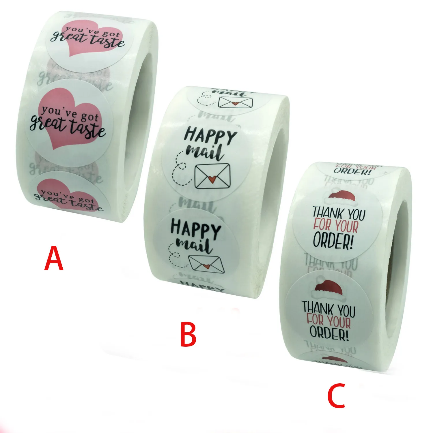Round Thank You For Your Order Stickers For Business Baking Gift Packaging Decor Self-Adhesive Heart Envelope Santa Hat Labels