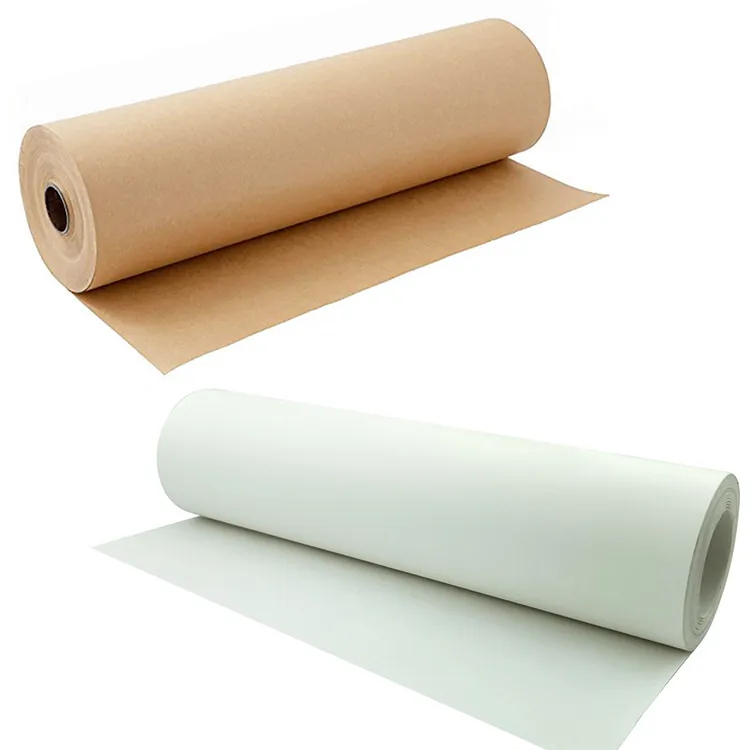 Rotolo di Carta Kraft per Confezioni Regalo Fai da Te Arte e Artigianato Imballaggio Fiori Bianco Marrone Rotolo Lungo