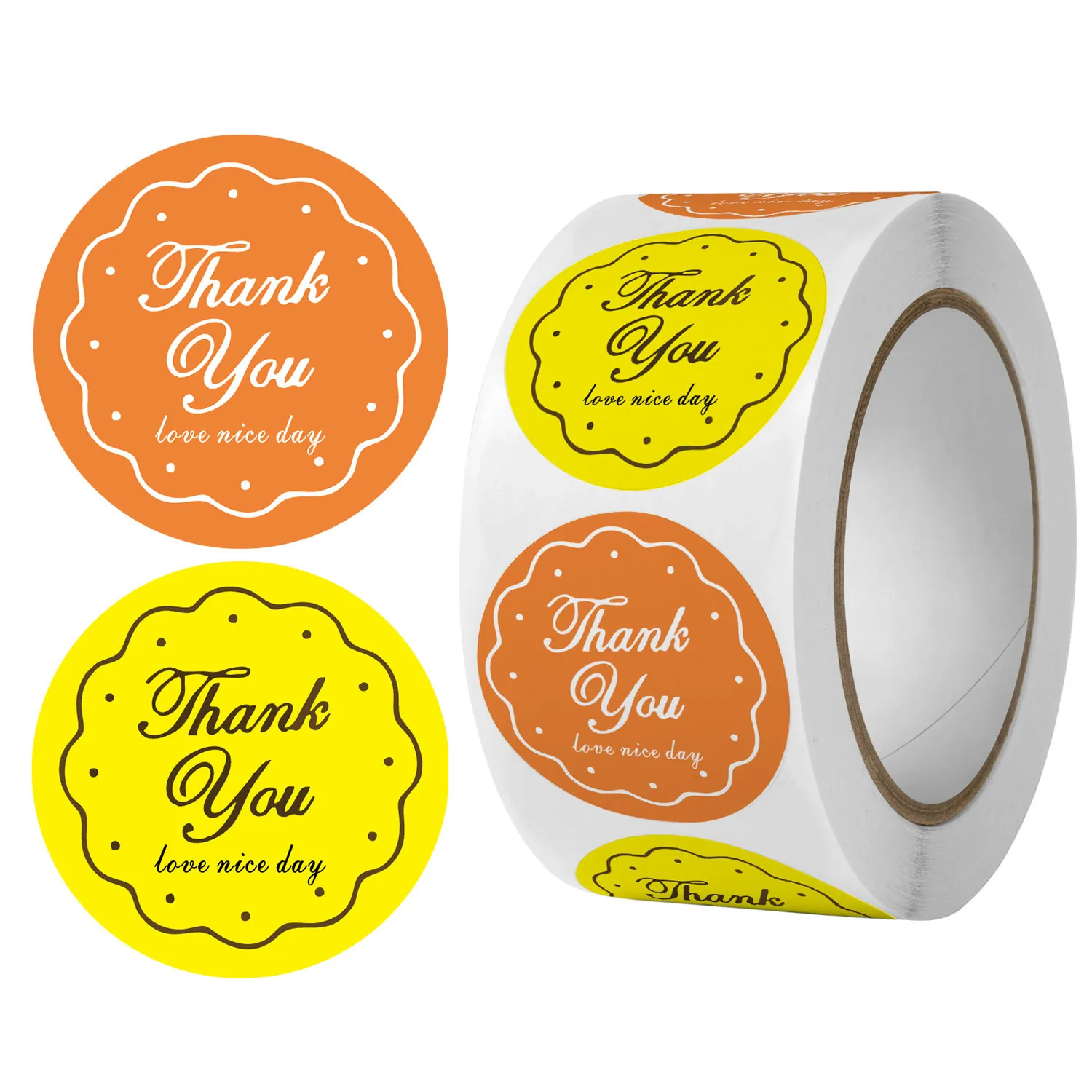 Autocollants Merci Rouleau Rond Festonné Motif Floral Étiquettes Adhésives Décoratives Pour Emballage Cadeau Sceau Enveloppe