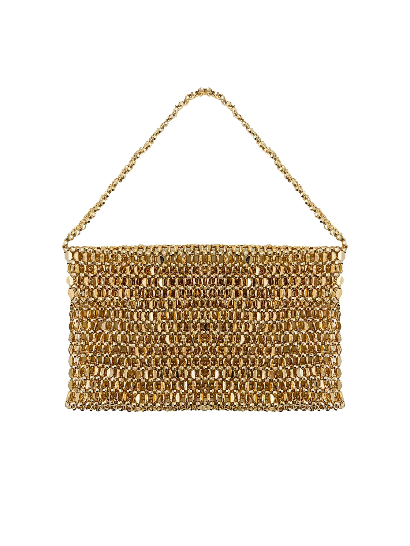 Handmade Woven Metal Sequin Handbag Vintage Chainmail Shoulder Bag Shiny Underarm Tote For Women Party
