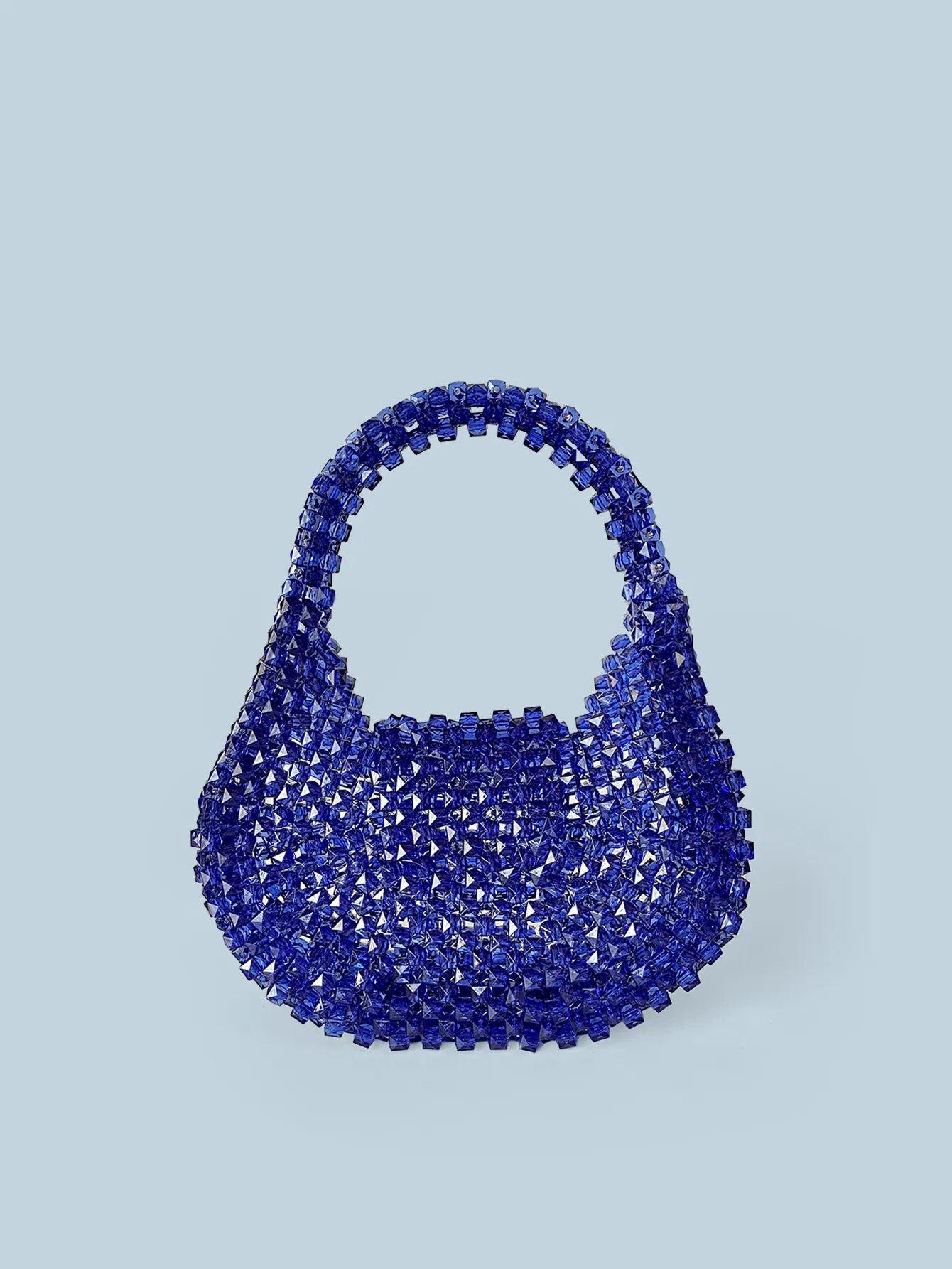 Handmade Acrylic Beaded Handbag Elegant Shiny Faceted Beads Small Woven Tote Bag For Women Vintage