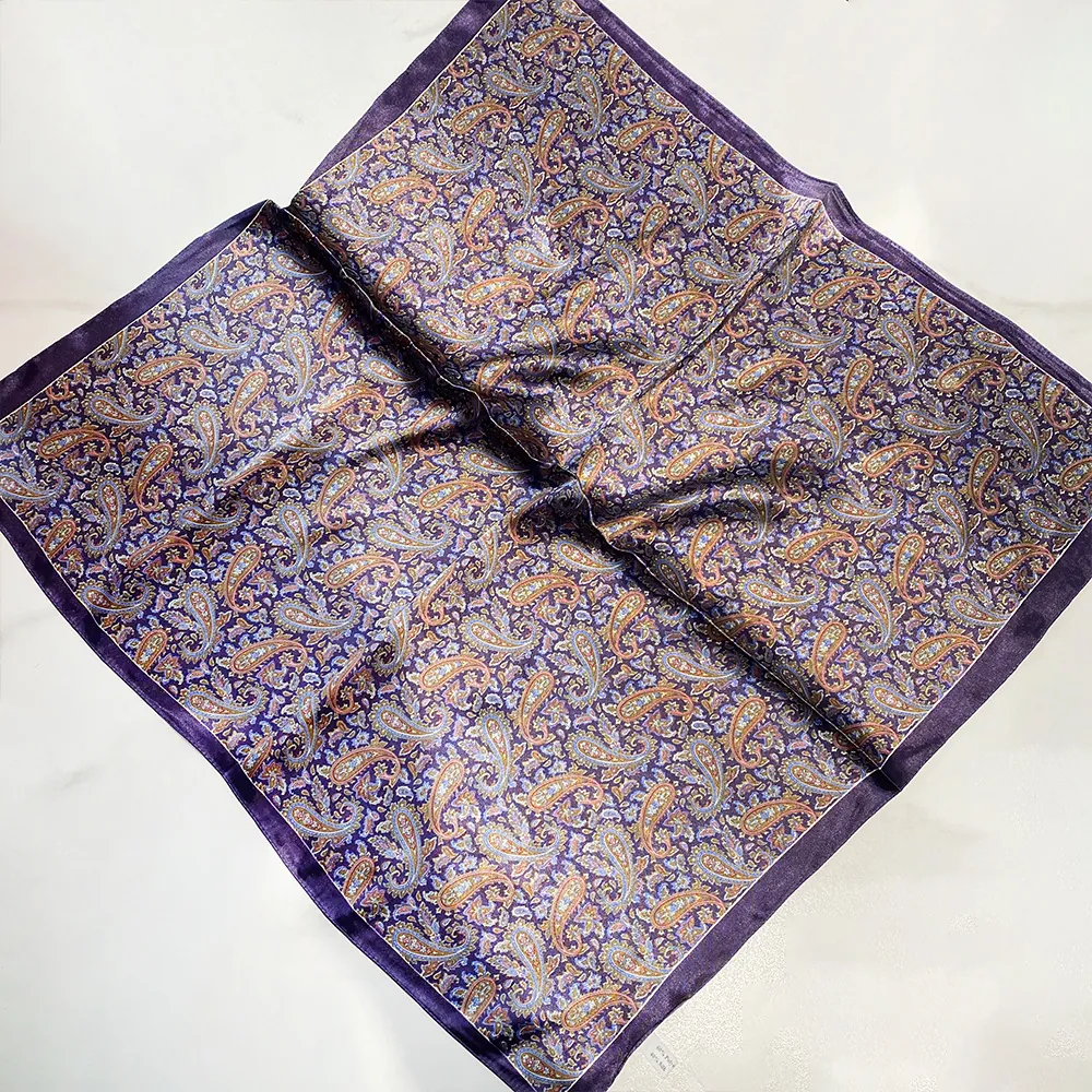 Sciarpa Quadrata In Misto Raso Elegante Da Donna Foulard Con Motivo Paisley Vintage In Raso Accessorio
