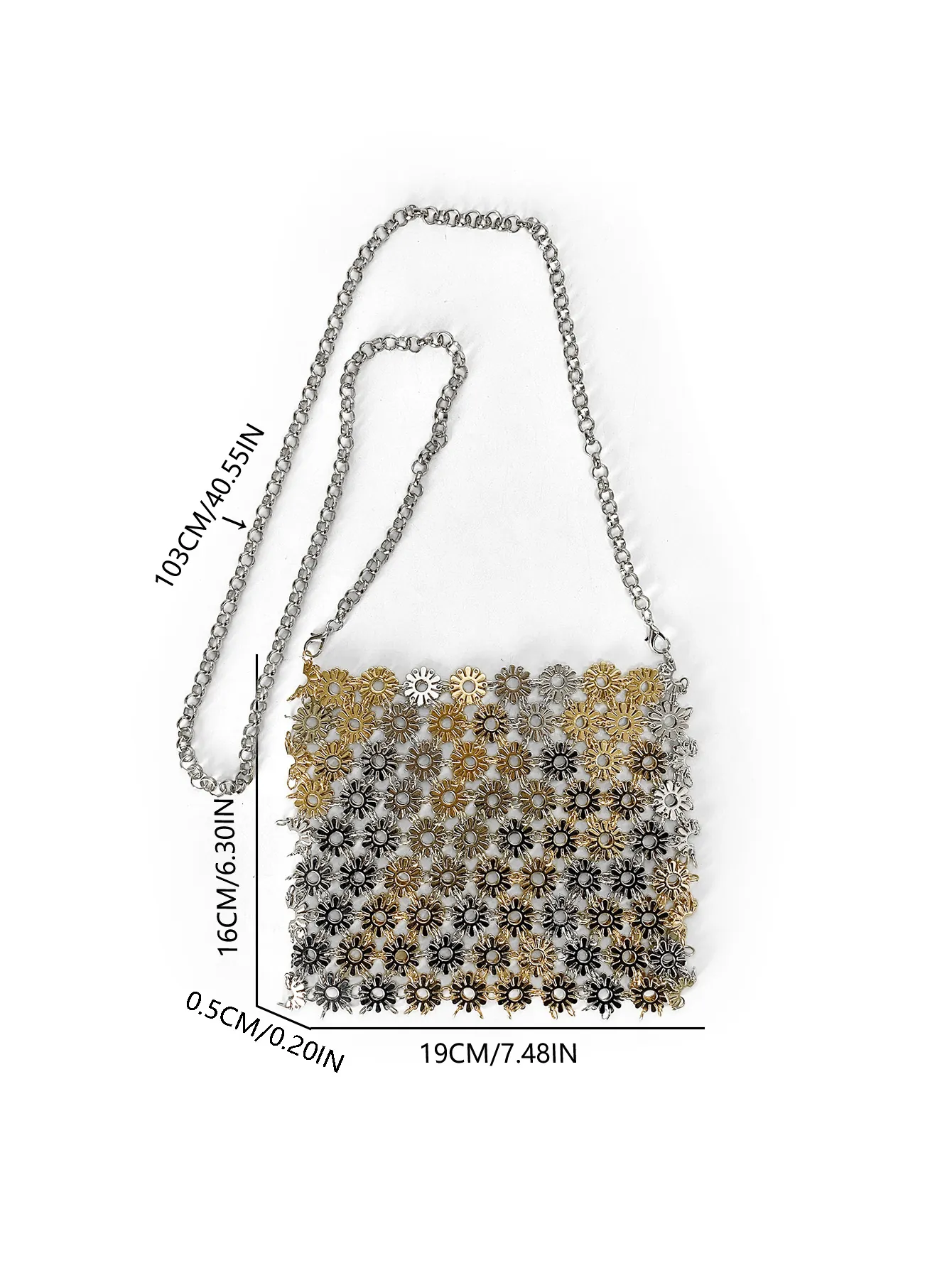 Hollow Out Flower Metal Crossbody Phone Bag Retro Luxury Metal Chain Strap Elegant For Women