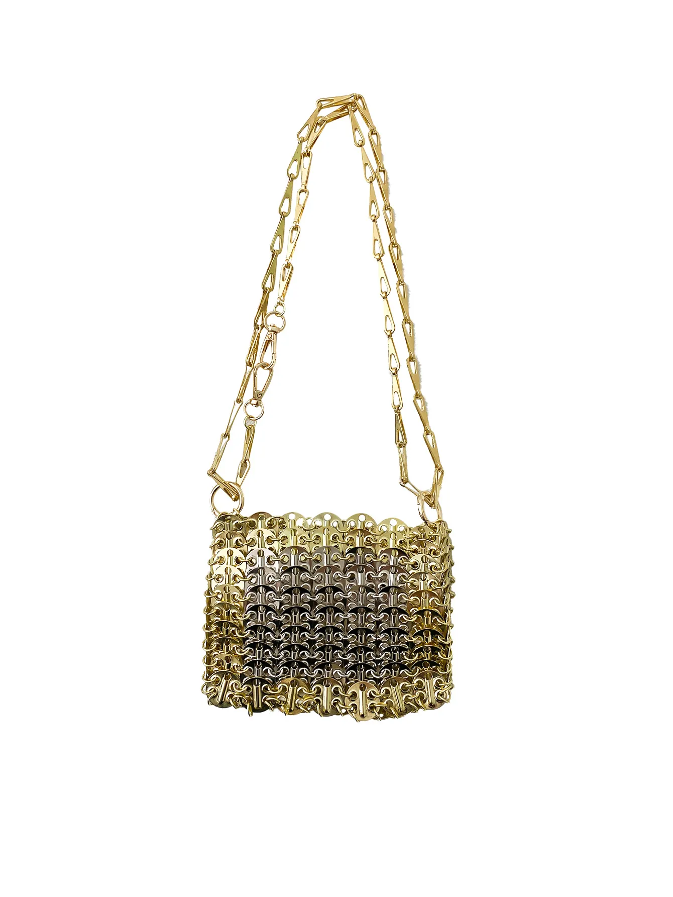 Sac À Épaule À Disque Métallique Paillettes Métalliques Alliage Cotte De Mailles Tissé Main Soirée Fête Club Mode Pour Femmes