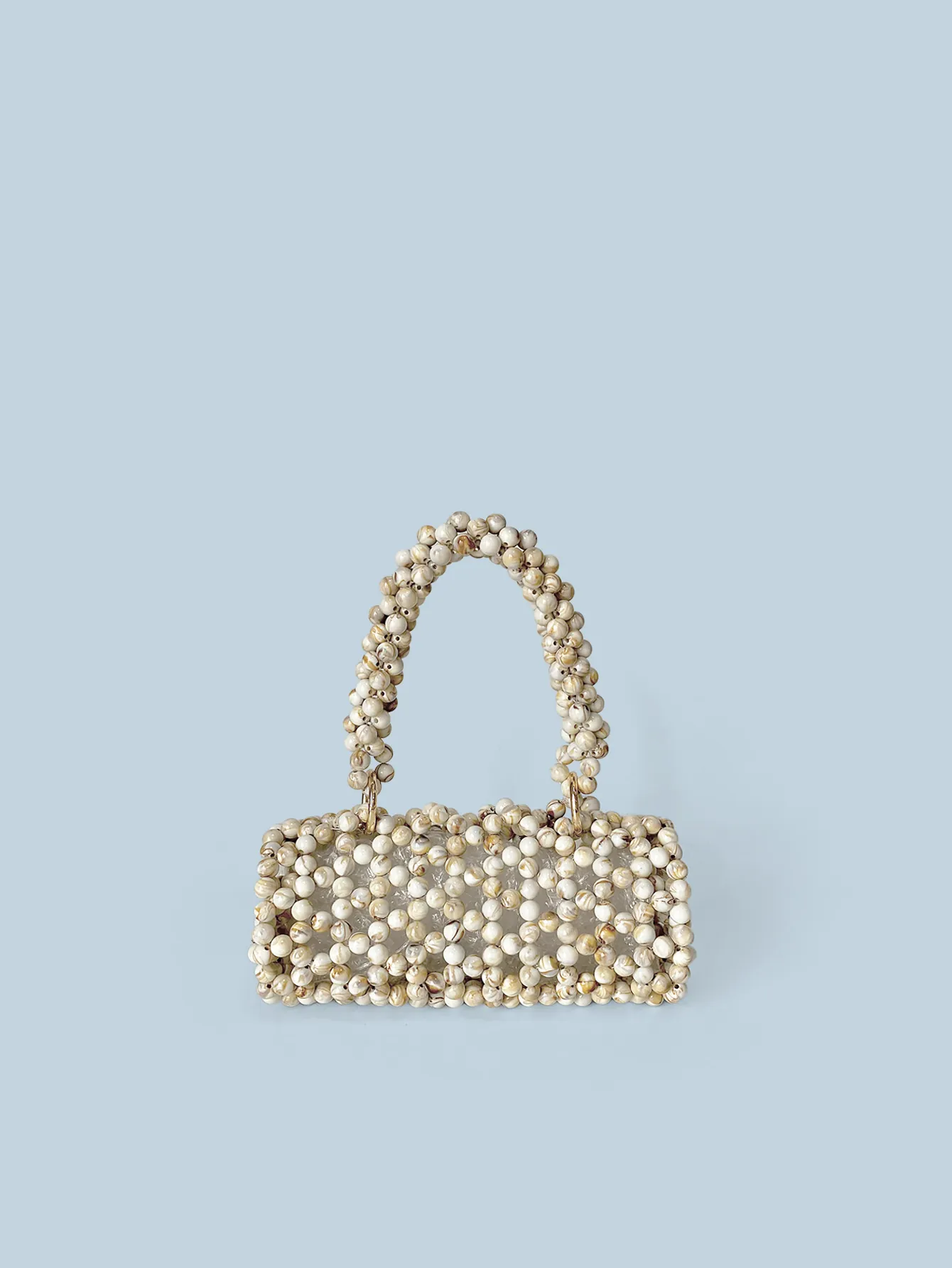 Sac À Main Perlé À La Main Acrylique Texture Marbre Tissé Mini Sac À Poignée Supérieure Vintage Style Français