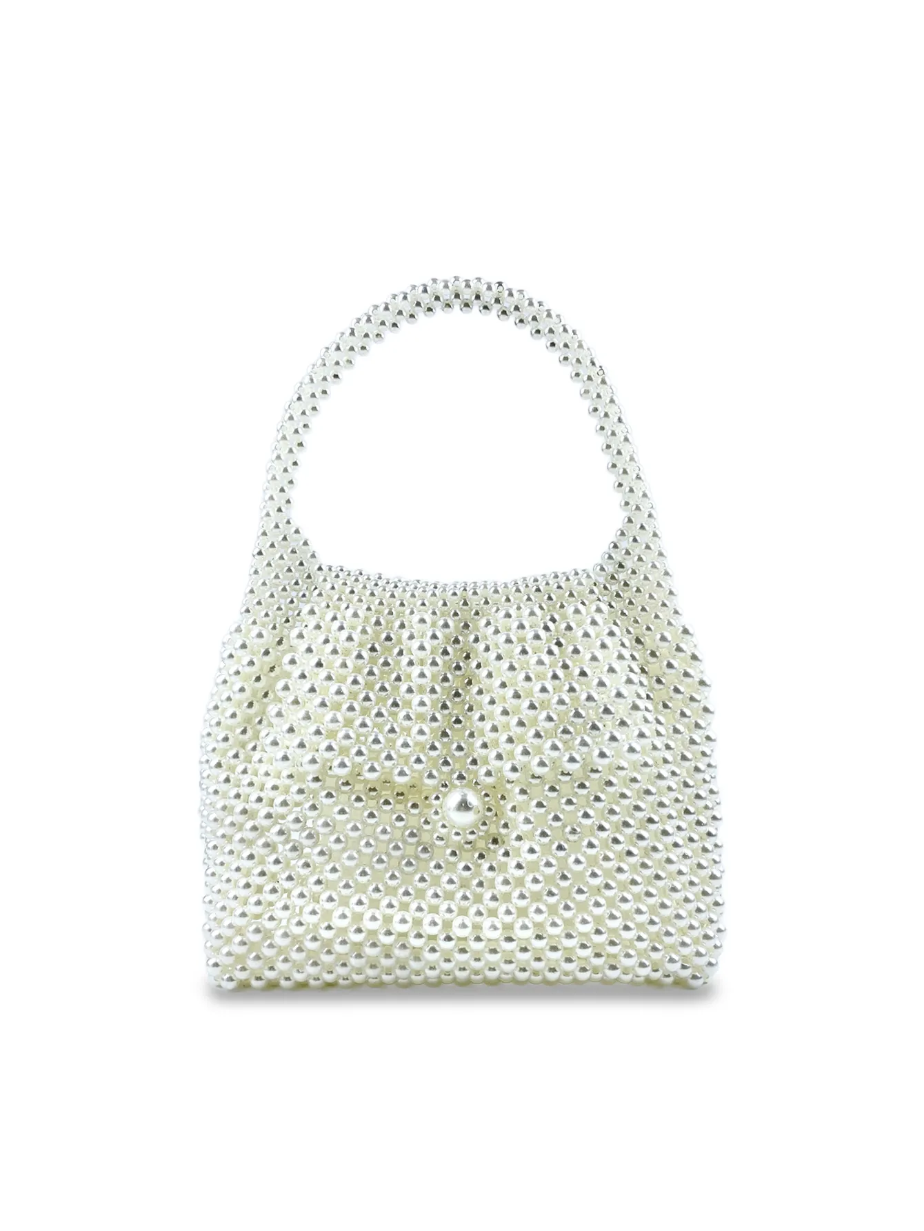 Elegant Imitation Artificial Pearl Woven Handbag French Vintage Beaded Evening Bag For Wedding Banquet Party Niche Design Tote