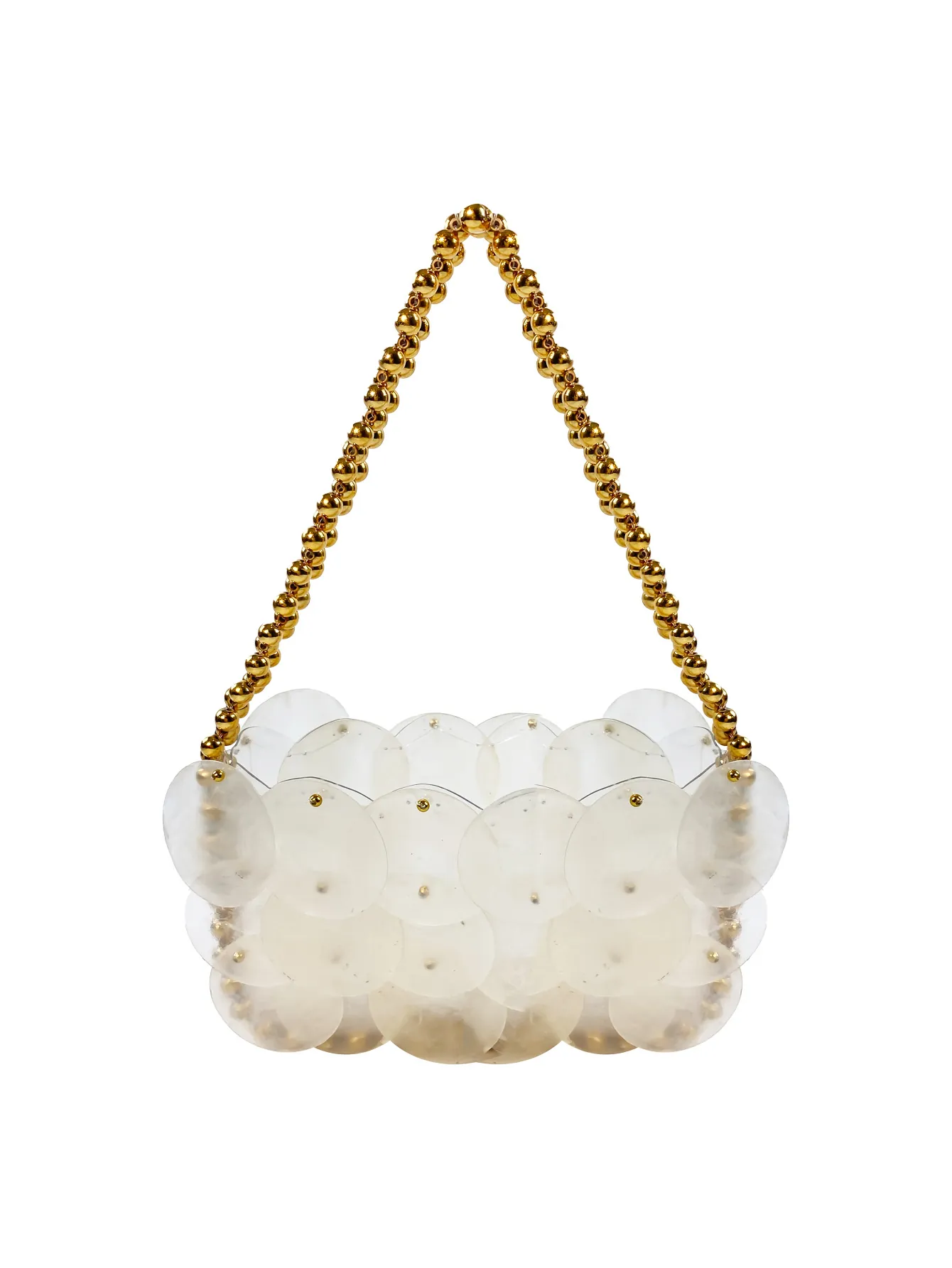 Niche Designer Acrylic Handcrafted Sequined Handbag Fashion Handwoven Paillette Evening Bag With Metal Bead Handle For Women