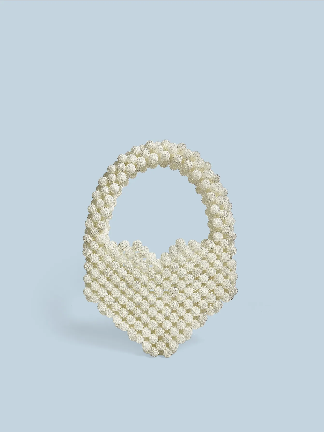 Handmade Heart Shaped Beaded Handbag For Women Vintage Artificial Pearl Woven Acrylic Mini Tote Bag For Wedding Party Daily Carry