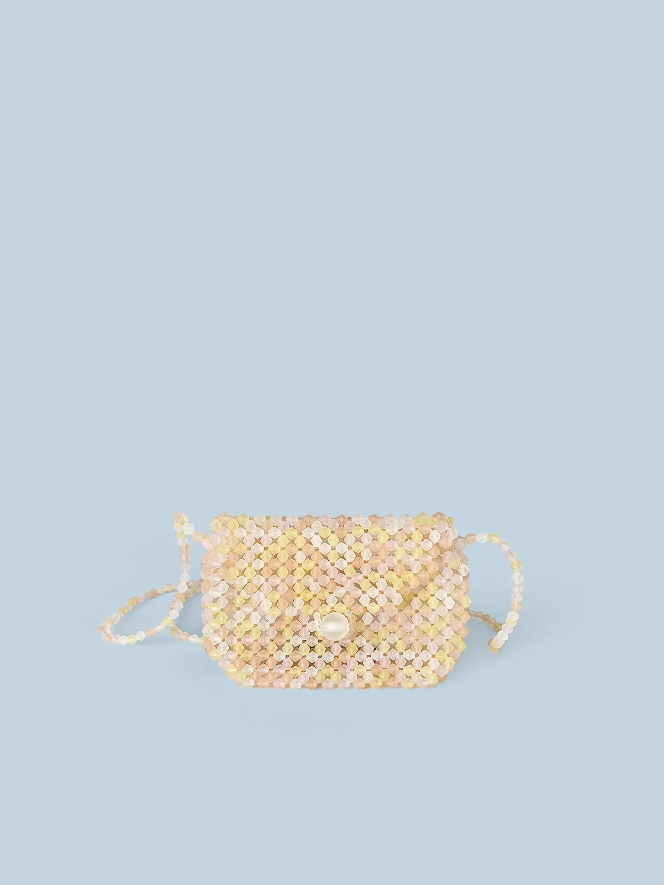 Perlenbesetzte Mini-Umhängetasche Damen Vintage Acryl Gewebt Geldbörse Kunstperle Schnalle Kleine Schultertasche Beutel