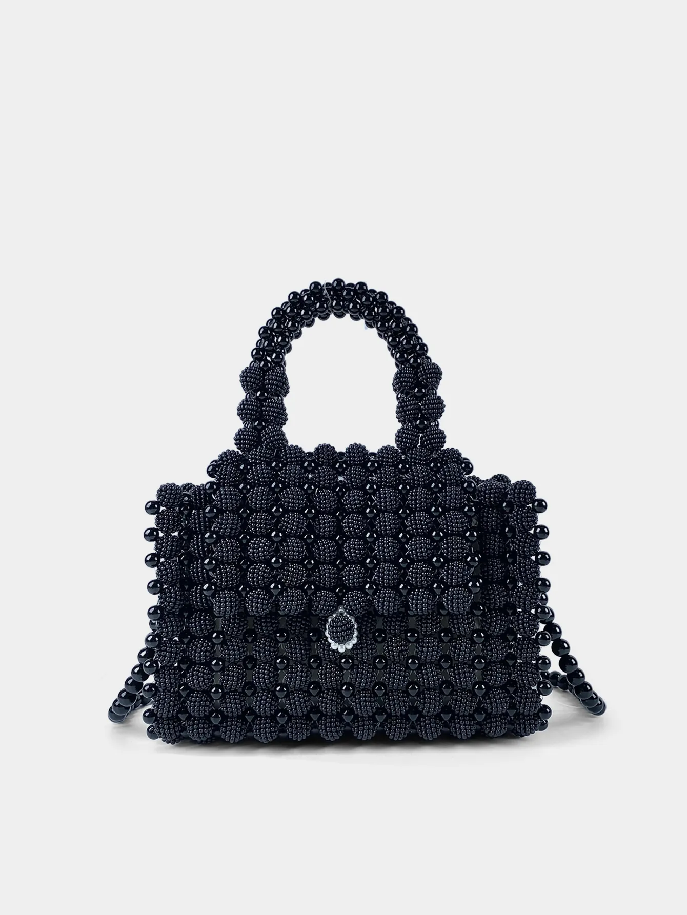 Handgefertigte Perlen Handtasche Für Damen Vintage Gewebte Umhängetasche Quadratische Dekorative Kunststoffperlen Tasche Alltag Party Reise