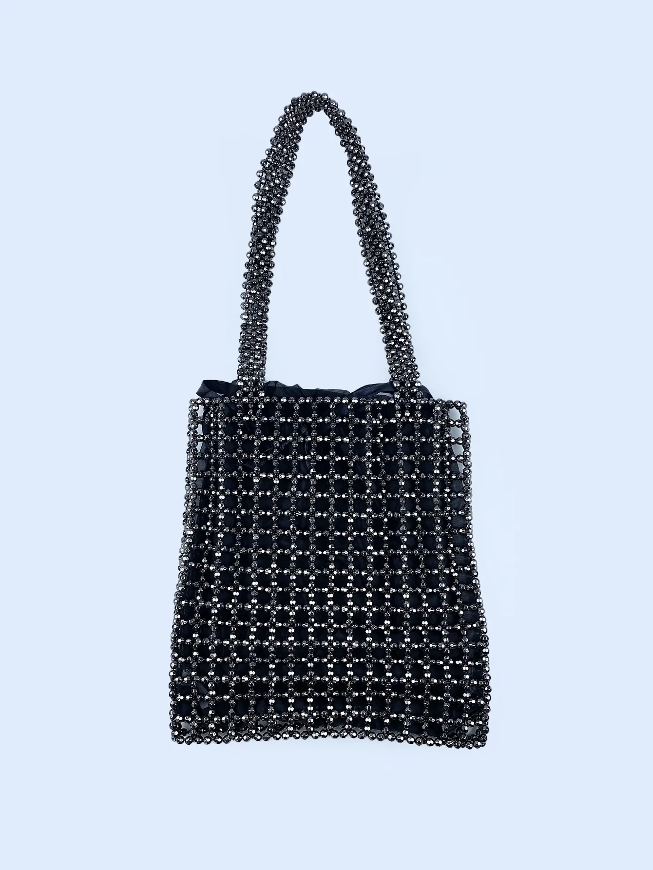 Sac Cabas Perlé À La Main Acrylique Tissé Sac À Épaule Avec Doublure Sac À Main Mode Décontracté Pour Femmes