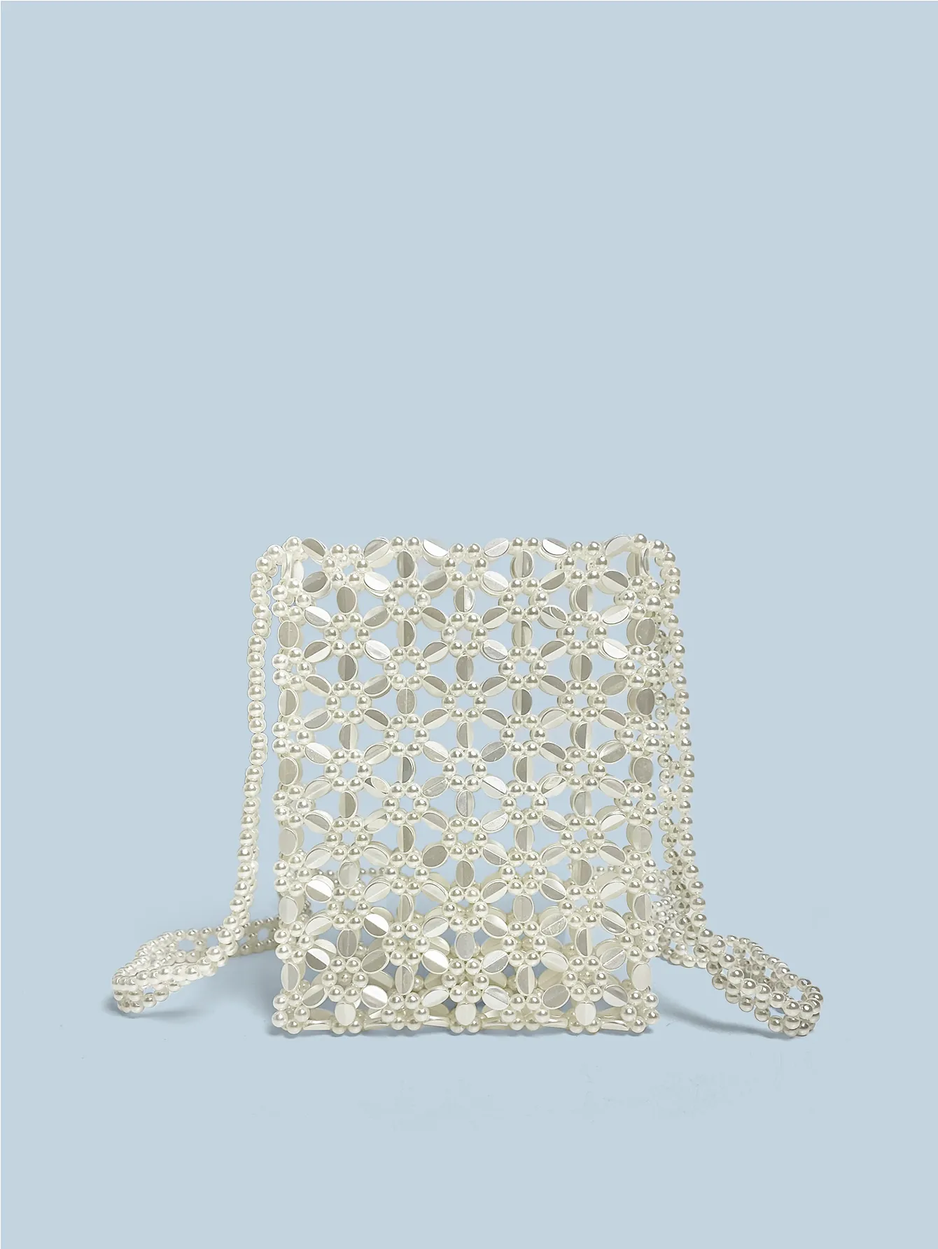 Borsa a Tracolla in Künstliche Perle Sintetiche Fatta a Mano per Donna Mini Borsa per Cellulare Floreale Elegante Casual Coreana