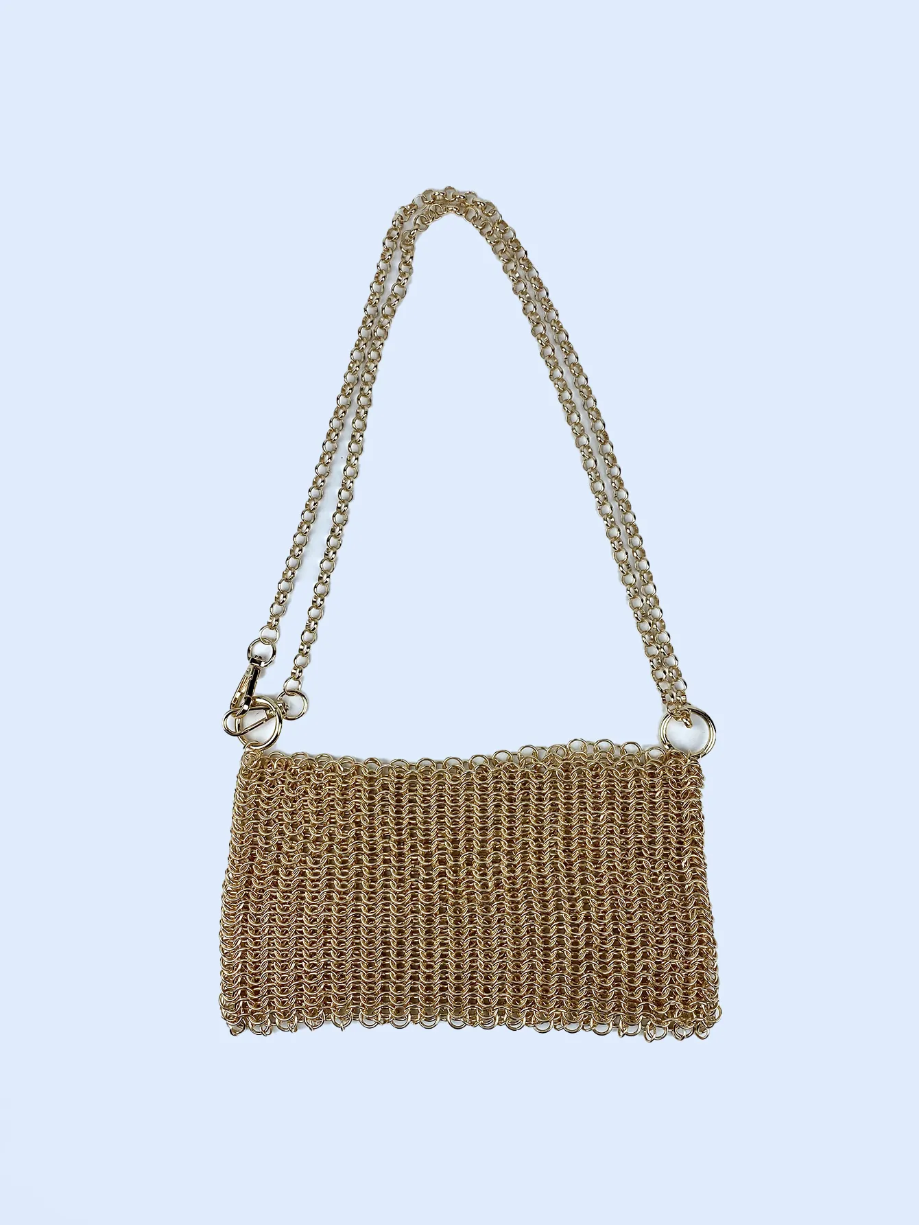 Women Handmade Metal Mesh Crossbody Bag Shiny Chainmail Sequined Hollow Out Shoulder Bag Street Fashion Party Accessory