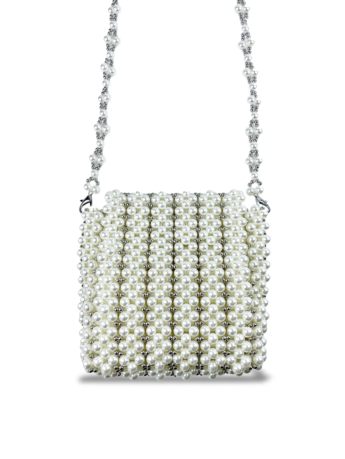 Sac À Épaule Perlé À La Main Pour Femmes Élégant Petit Sac Bandoulière Carré Tissé Mariage Fête Style Fée Esthétique