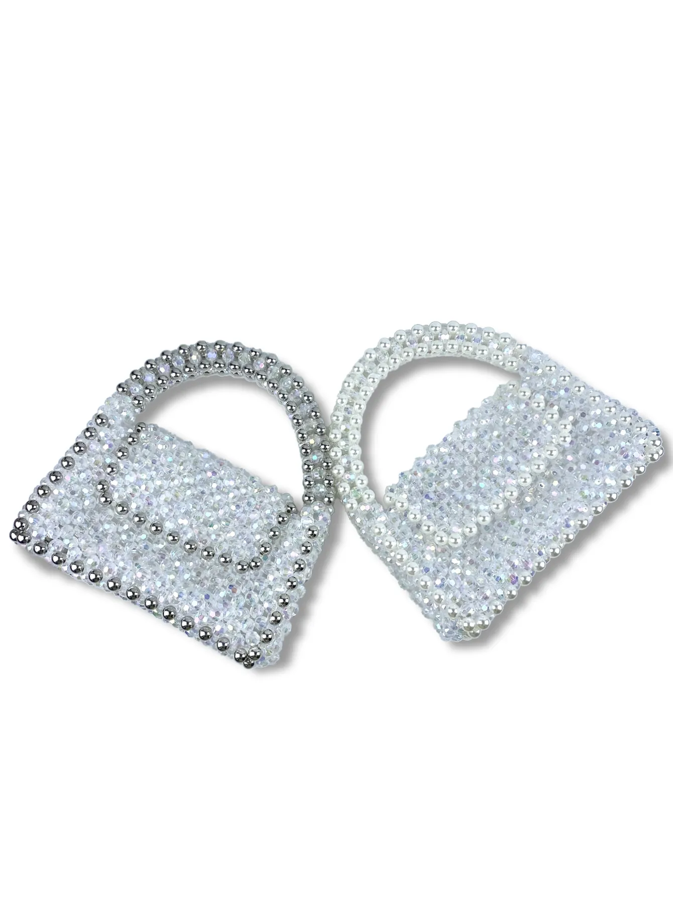 Sac à Main Artisanal en Acrylique Irisé à Künstliche Perles Pour Femmes Vintage Fausse Künstliche Perle Tissé à Rabat Sac de Soirée Mariage