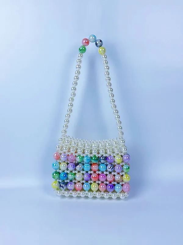 Mini Sac À Bandoulière Perlé À La Main Sac À Main En Künstliche Perles Acryliques Colorées Pour Femme Style Décontracté Élégant