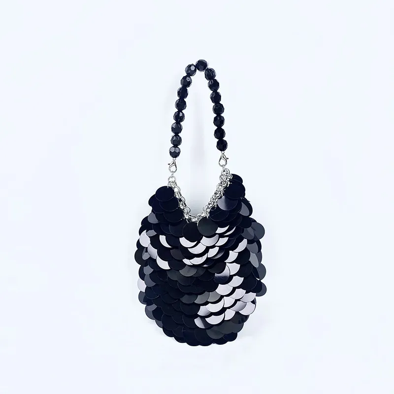 Mini Sac À Main Paillettes Écailles De Poisson Acrylique Poignée En Perles Soirée Fête Design De Niche Pour Femmes