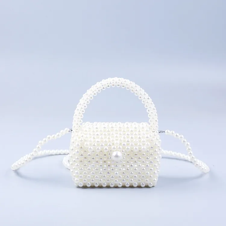 Mini Borsa A Tracolla In Künstliche Perle Fatta A Mano Borsa A Mano In Künstliche Perle D'imitazione In Acrilico Per Donna Elegante