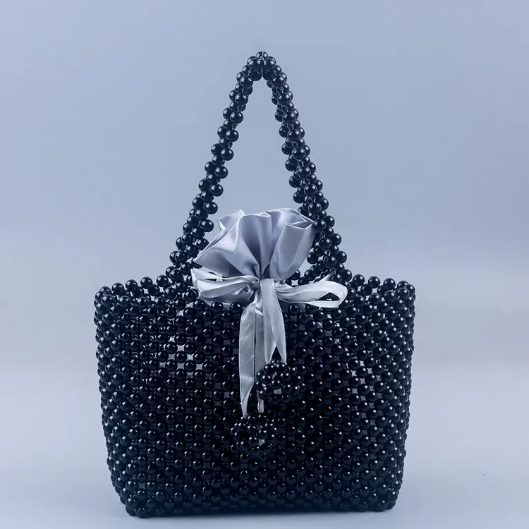 Sac À Main Perlé À La Main Femmes Künstliche Perles Acryliques Mini Sac Avec Pochette Intérieure En Satin Élégant Soirée