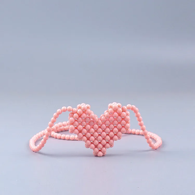 Mini Borsa a Tracolla a Forma di Cuore con Perline in Acrilico Fatto a Mano Borsa Piccola Dolce Fata con Catena per Donna Bambini