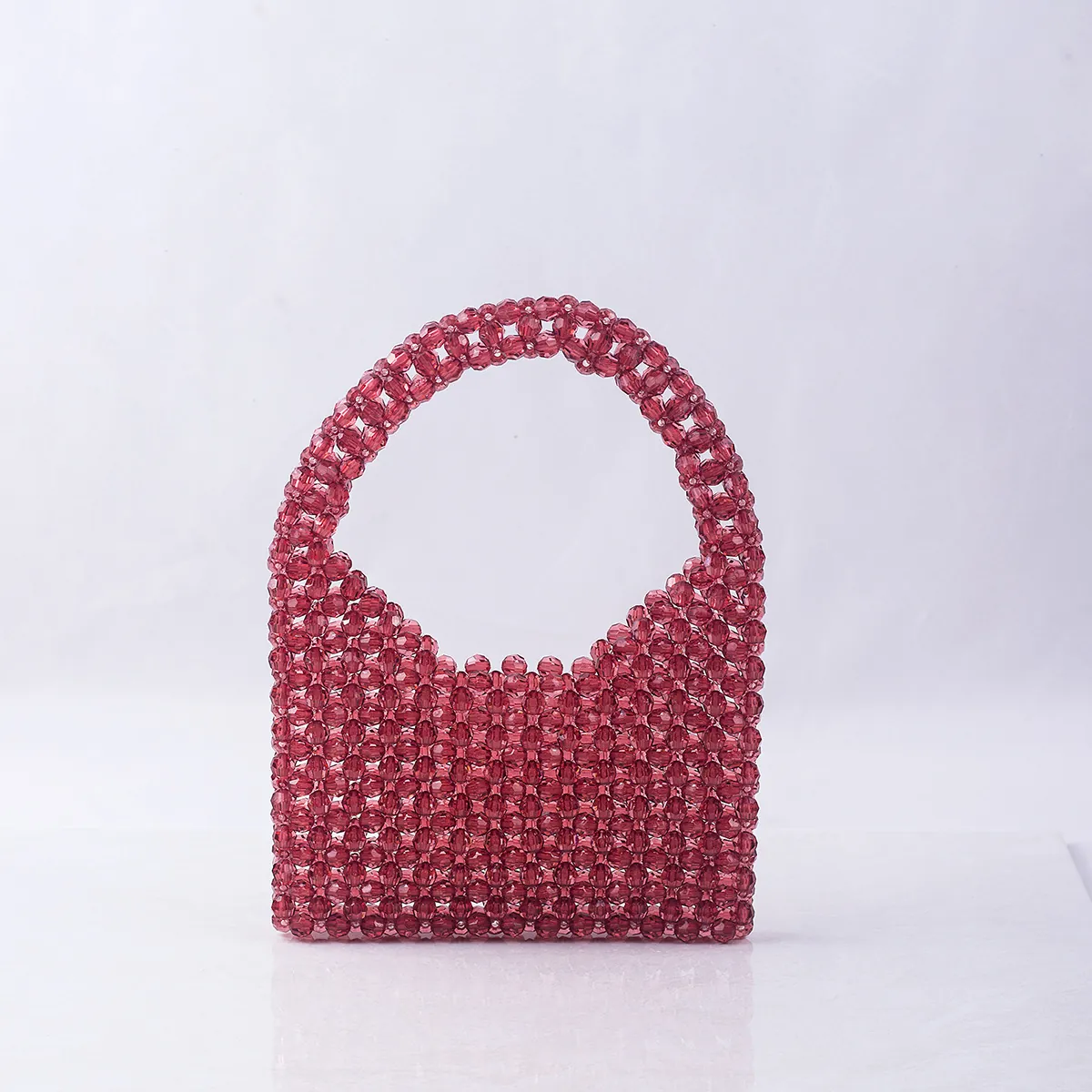 Retro Handmade Acrylic Beaded Handbag For Women Woven Faceted Bead Tote Elegant Summer Fashion Evening Purse
