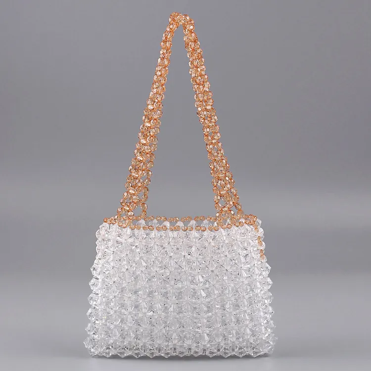 Beaded Handbag Transparent Acrylic Woven Handmade Fashion Summer Vacation Tote For Women