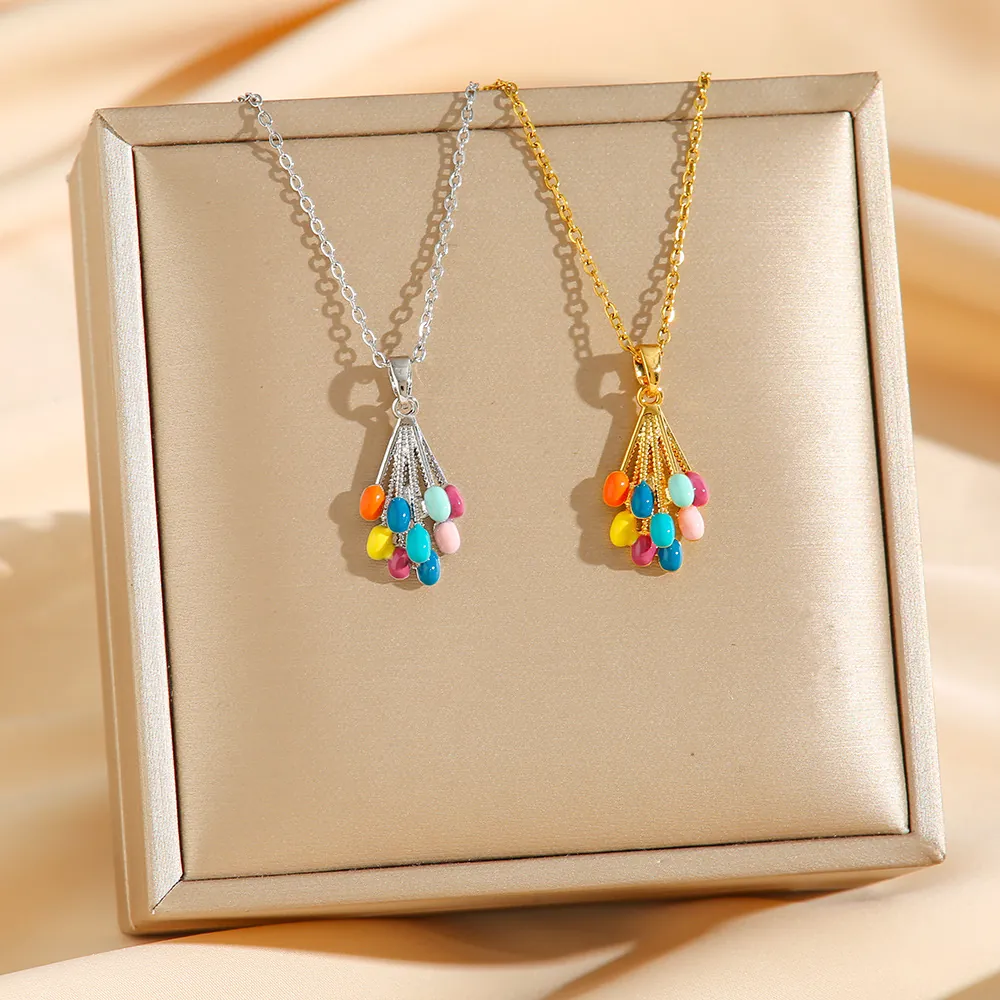 Colorful Balloon Pendant Necklace Titanium Steel Enamel Niche Design Light Luxury Fashion Jewelry For Women