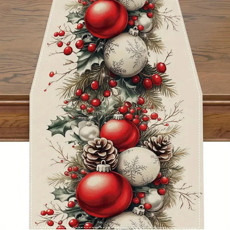 Camino de Mesa Navideño Muñeco de Nieve Hombre de Jengibre Mantel Estampado Invierno Hogar Decoración de Mesa de Comedor