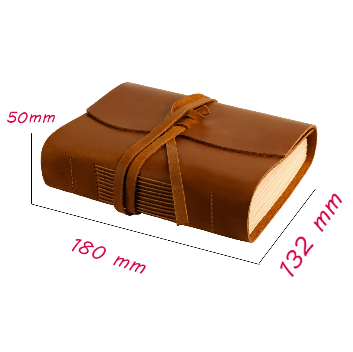 Handmade Leather Notebook Cowhide Vintage Journal Diary With Tie Closure Thick Kraft Paper For Writing Drawing Retro Style